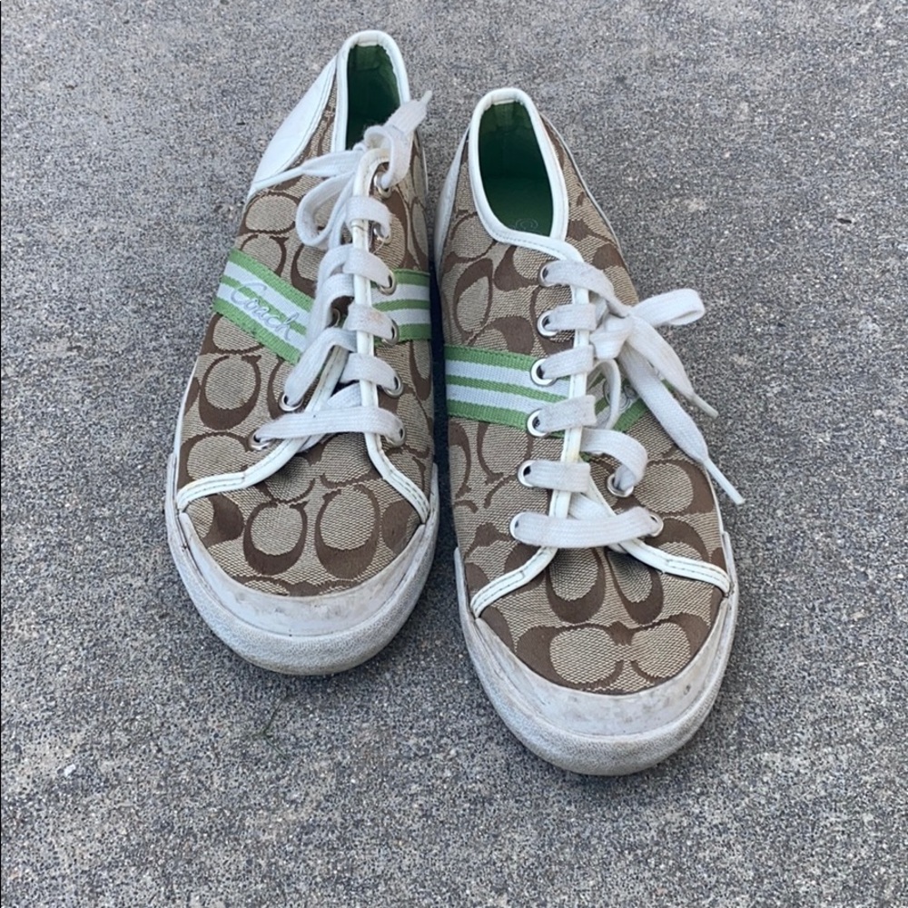 Coach Signature Folley Green Stripe Shoe Size 8